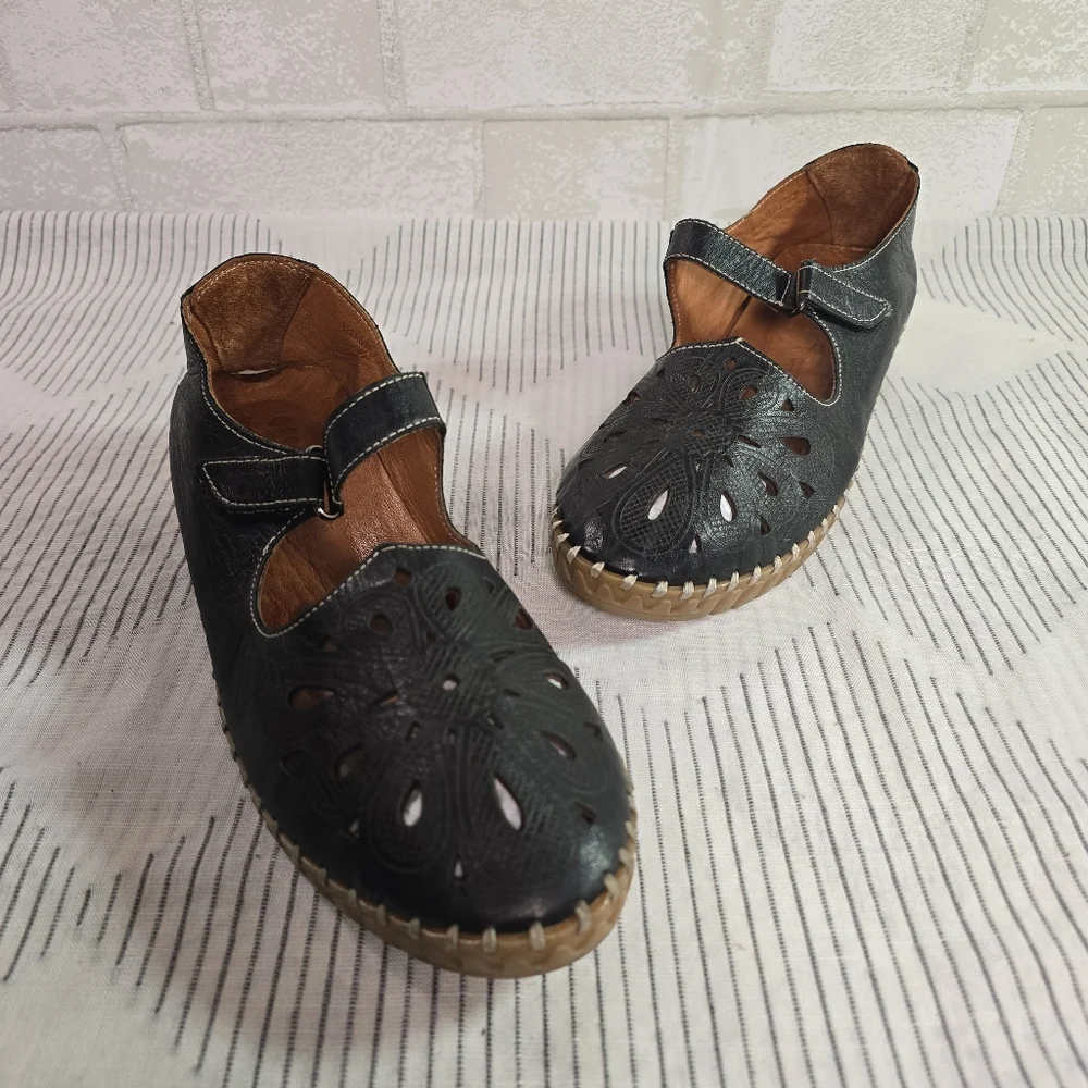 Spring Step Women's Amairani Mary Jane Shoe Black Leather Comfort EU 42 US 10.5